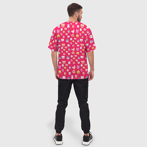 Мужская футболка оверсайз Skzoo pattern pink / 3D-принт – фото 4