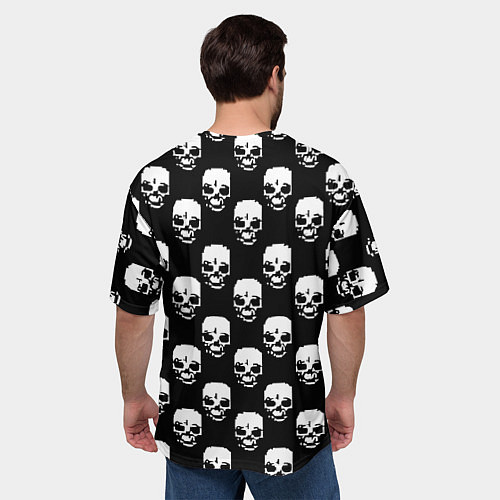 Мужская футболка оверсайз AC DC rock skull / 3D-принт – фото 4