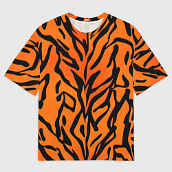 Футболка оверсайз мужская Тигровый огненный паттерн, цвет: 3D-принт