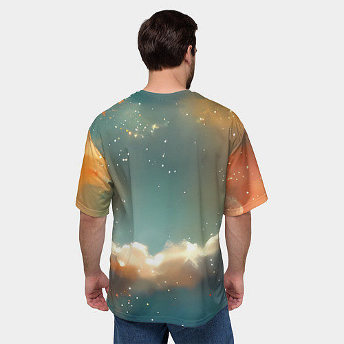 Мужская футболка оверсайз Лисенок спит на облаке / 3D-принт – фото 4
