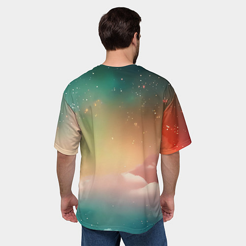 Мужская футболка оверсайз Милый лисенок спит на облаке / 3D-принт – фото 4