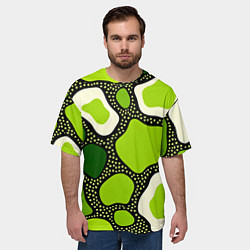 Футболка оверсайз мужская Зеленая абстракция с кругами, цвет: 3D-принт — фото 2
