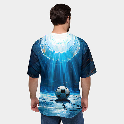 Мужская футболка оверсайз Футбольный мяч в синем / 3D-принт – фото 4