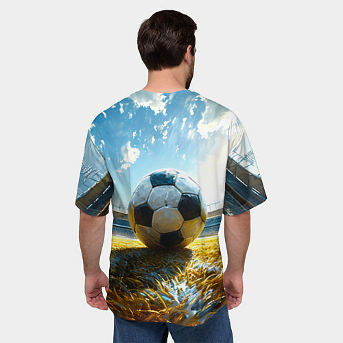 Мужская футболка оверсайз Футбольный мяч на стадионе / 3D-принт – фото 4