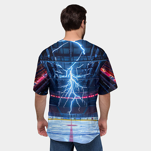 Мужская футболка оверсайз Удар молнии в хоккейную площадку / 3D-принт – фото 4