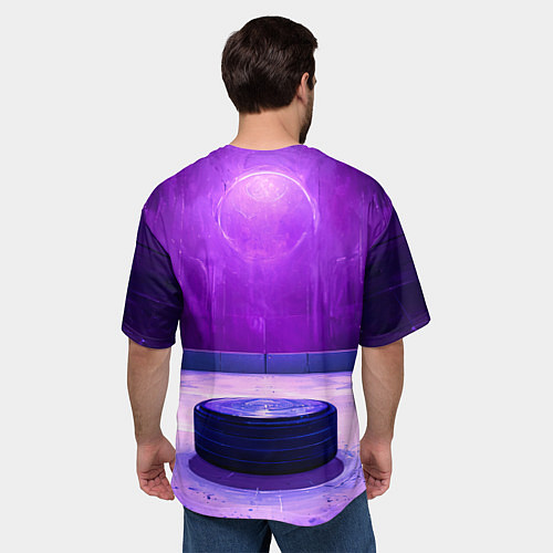 Мужская футболка оверсайз Шайба в фиолетовом / 3D-принт – фото 4