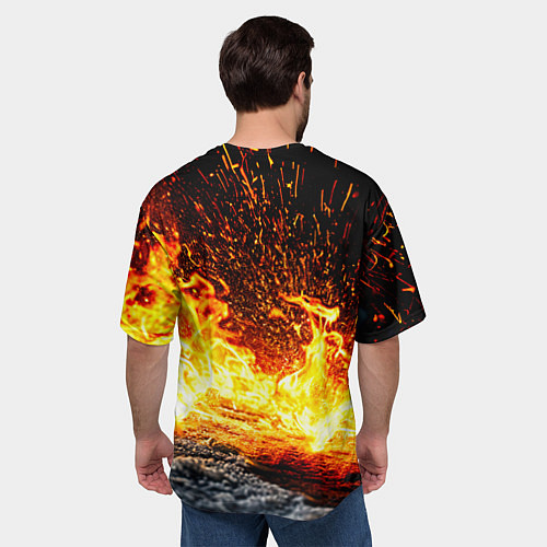 Мужская футболка оверсайз Шайба в огне / 3D-принт – фото 4