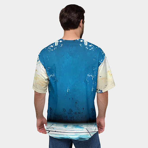 Мужская футболка оверсайз Айкидоист на синем / 3D-принт – фото 4