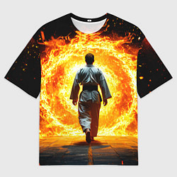 Футболка оверсайз мужская Айкидоист и огненный вихрь, цвет: 3D-принт