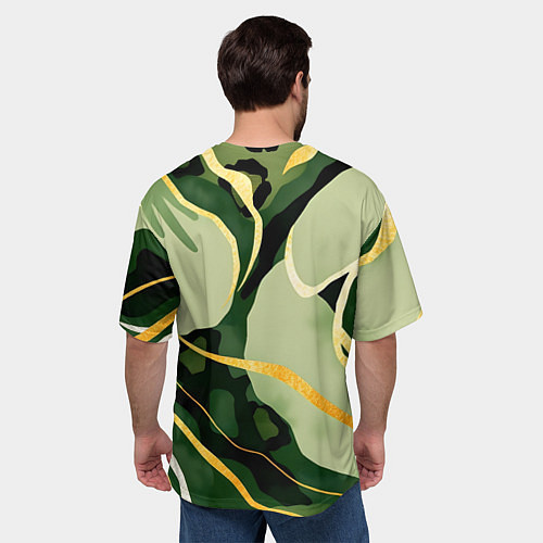Мужская футболка оверсайз Зеленый природный паттерн / 3D-принт – фото 4