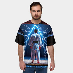 Футболка оверсайз мужская Айкидоист и молния, цвет: 3D-принт — фото 2