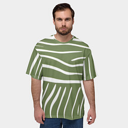 Футболка оверсайз мужская Полоски зеленой зебры, цвет: 3D-принт — фото 2
