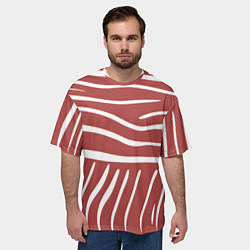 Футболка оверсайз мужская Полоски красной зебры, цвет: 3D-принт — фото 2
