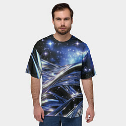 Футболка оверсайз мужская Закрученные линии и звезды - космическая абстракци, цвет: 3D-принт — фото 2