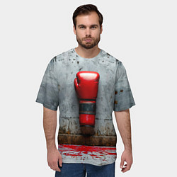 Футболка оверсайз мужская Кикбоксеркие перчатки на сером, цвет: 3D-принт — фото 2