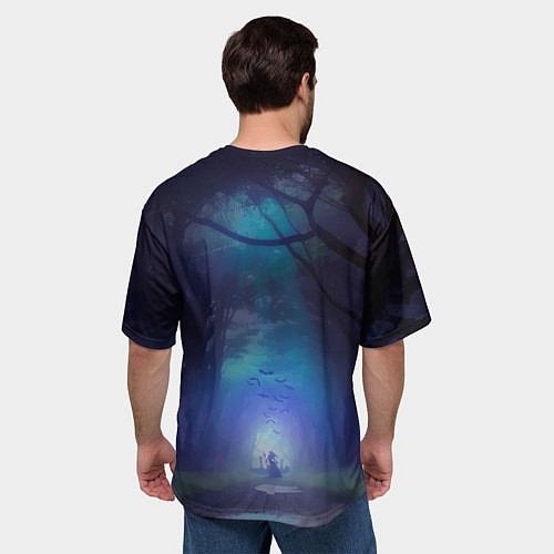 Мужская футболка оверсайз Юра Хой на фоне леса / 3D-принт – фото 4