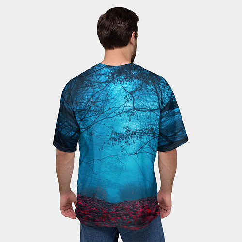 Мужская футболка оверсайз Сектор газа вечерний лес / 3D-принт – фото 4