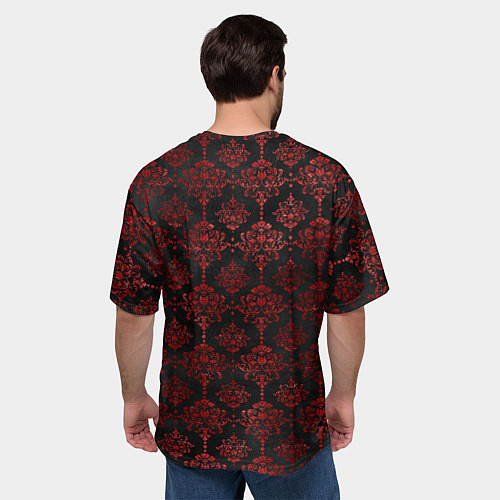 Мужская футболка оверсайз Сектор газа красные узоры / 3D-принт – фото 4