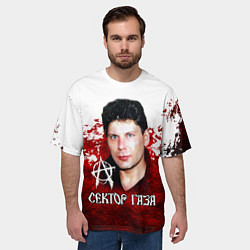 Футболка оверсайз мужская Юрий Хой бело-красный фон, цвет: 3D-принт — фото 2