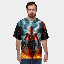 Футболка оверсайз мужская Крав-мага боец в огне, цвет: 3D-принт — фото 2