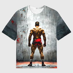 Футболка оверсайз мужская Рестлер на синем, цвет: 3D-принт
