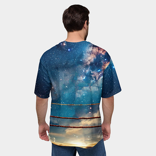 Мужская футболка оверсайз Тайский боксер в космосе / 3D-принт – фото 4