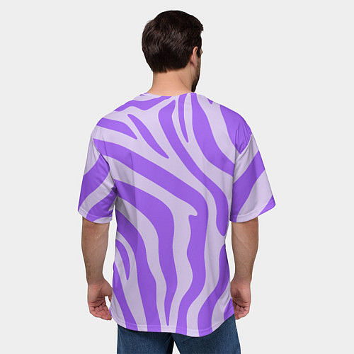 Мужская футболка оверсайз Лавандовый тигровый паттерн / 3D-принт – фото 4