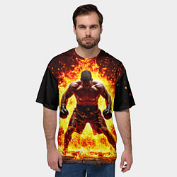 Футболка оверсайз мужская Боксер в огне, цвет: 3D-принт — фото 2