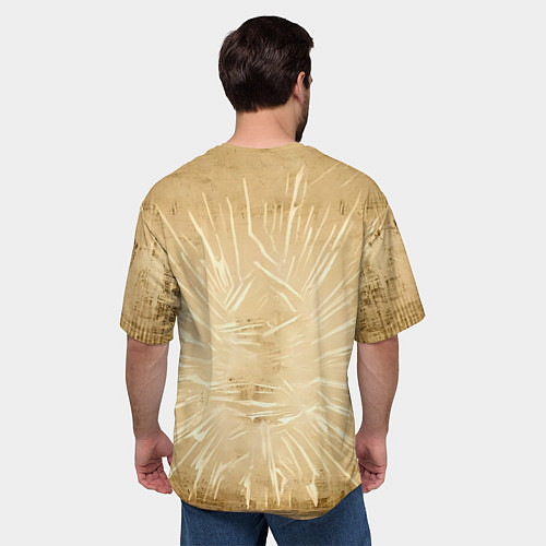 Мужская футболка оверсайз Боксер на бежевом / 3D-принт – фото 4