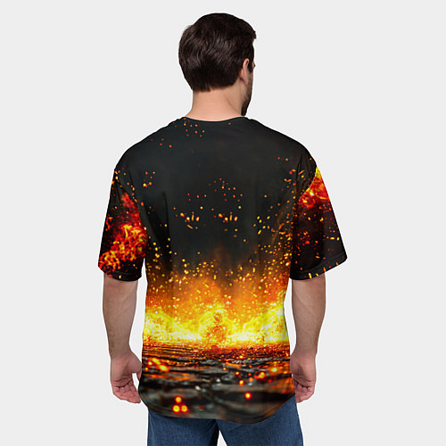 Мужская футболка оверсайз Боксер в огне / 3D-принт – фото 4