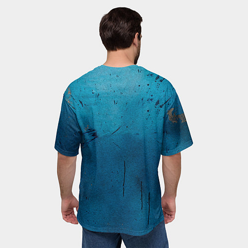 Мужская футболка оверсайз Бойцовские перчатки на синем / 3D-принт – фото 4