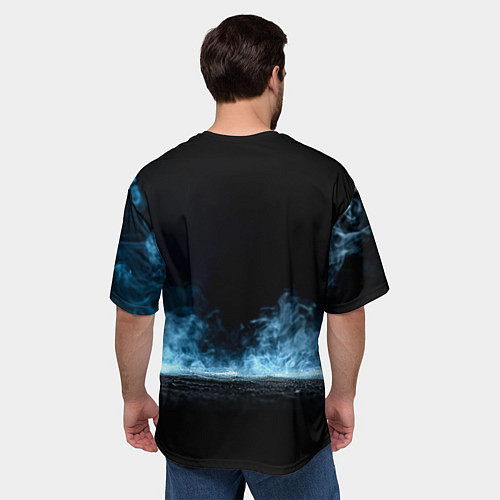 Мужская футболка оверсайз Черные бойцовские перчатки в дыму / 3D-принт – фото 4