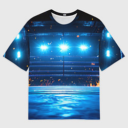 Футболка оверсайз мужская Синий ринг в огне, цвет: 3D-принт