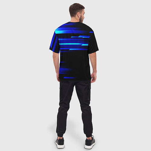 Мужская футболка оверсайз Color blue black / 3D-принт – фото 4