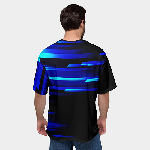 Мужская футболка оверсайз Color blue black / 3D-принт – фото 4