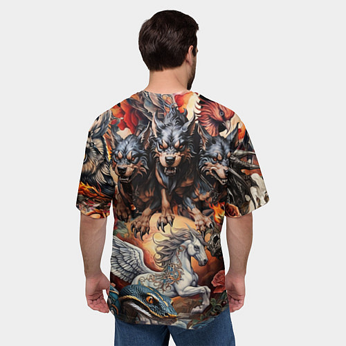 Мужская футболка оверсайз Кукрыниксы и мифические существа / 3D-принт – фото 4