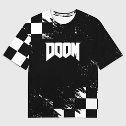 Футболка оверсайз мужская Doom краски клетка, цвет: 3D-принт