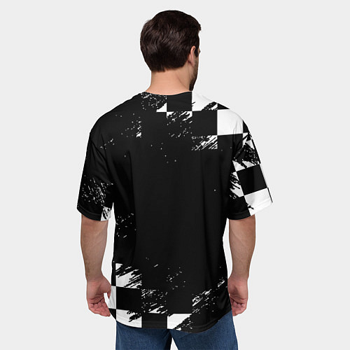 Мужская футболка оверсайз Doom краски клетка / 3D-принт – фото 4