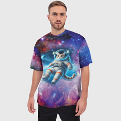 Футболка оверсайз мужская The cat is a brave cosmonaut - ai art, цвет: 3D-принт — фото 2