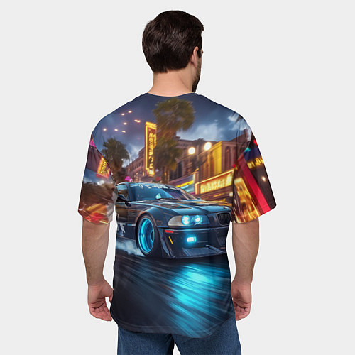 Мужская футболка оверсайз ВМБ неоновый свет / 3D-принт – фото 4