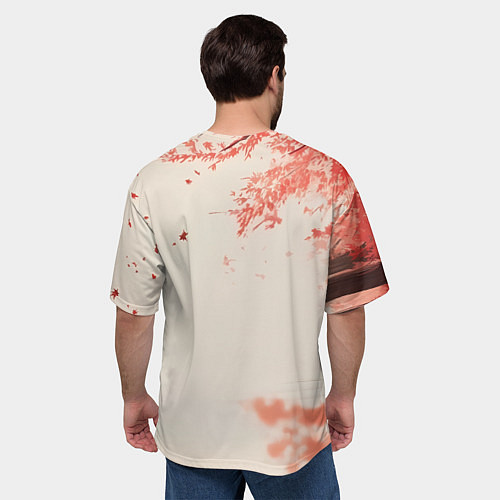 Мужская футболка оверсайз Черная БМВ и сакура / 3D-принт – фото 4