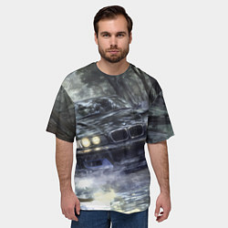 Футболка оверсайз мужская БМВ брызги из под колес, цвет: 3D-принт — фото 2