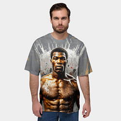 Футболка оверсайз мужская Мухаммед Али на сером, цвет: 3D-принт — фото 2