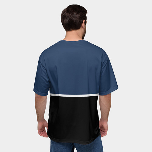 Мужская футболка оверсайз Простая абстракция сине-чёрный с белым / 3D-принт – фото 4