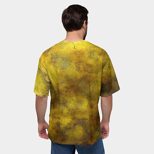 Мужская футболка оверсайз Золотая ржавая текстура / 3D-принт – фото 4