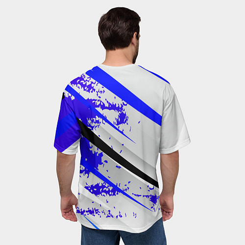 Мужская футболка оверсайз Color white blue / 3D-принт – фото 4