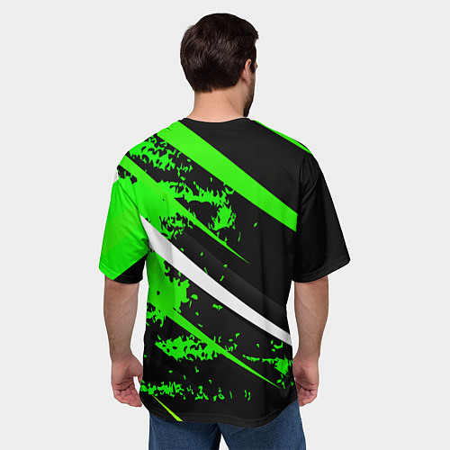 Мужская футболка оверсайз Color black and green / 3D-принт – фото 4