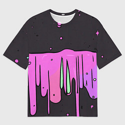 Футболка оверсайз мужская Фиолетовая текстура на черном фоне, цвет: 3D-принт