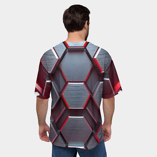 Мужская футболка оверсайз Бордовый бронежилет / 3D-принт – фото 4