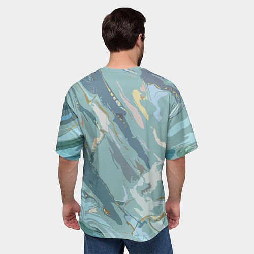 Мужская футболка оверсайз Холодный голубой абстракция / 3D-принт – фото 4